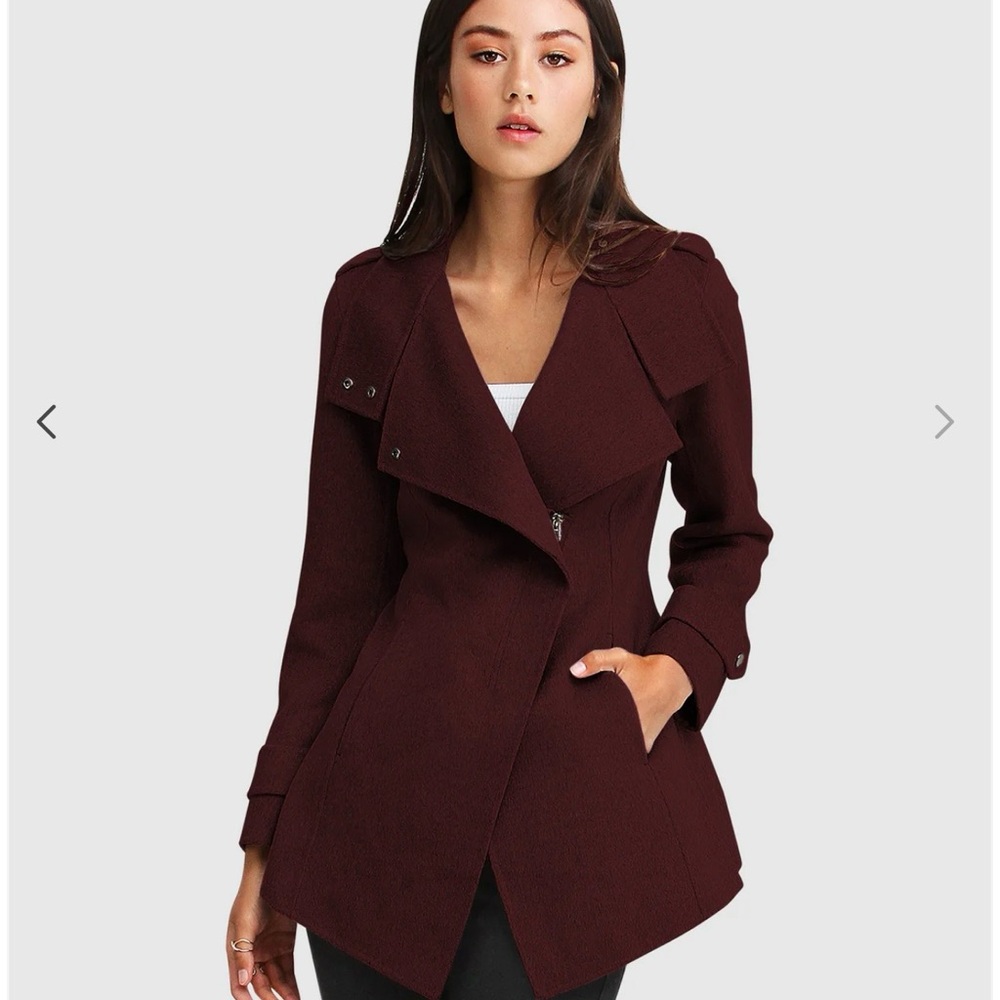 Chic Burgundy Trench Coat for Women